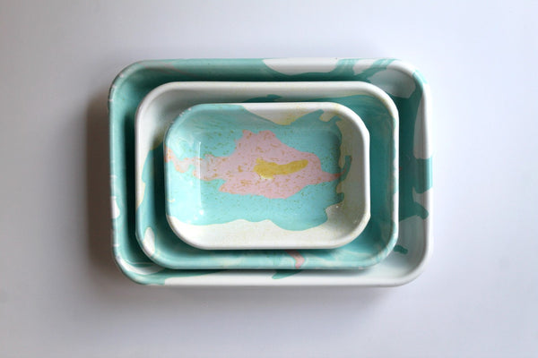 Unique Collection Enamel 3-Piece Rectangular Serving And Roasting Dish Set