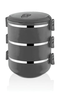 Freshbox 3-Layer Stainless Steel Bento Lunch Box (Black)