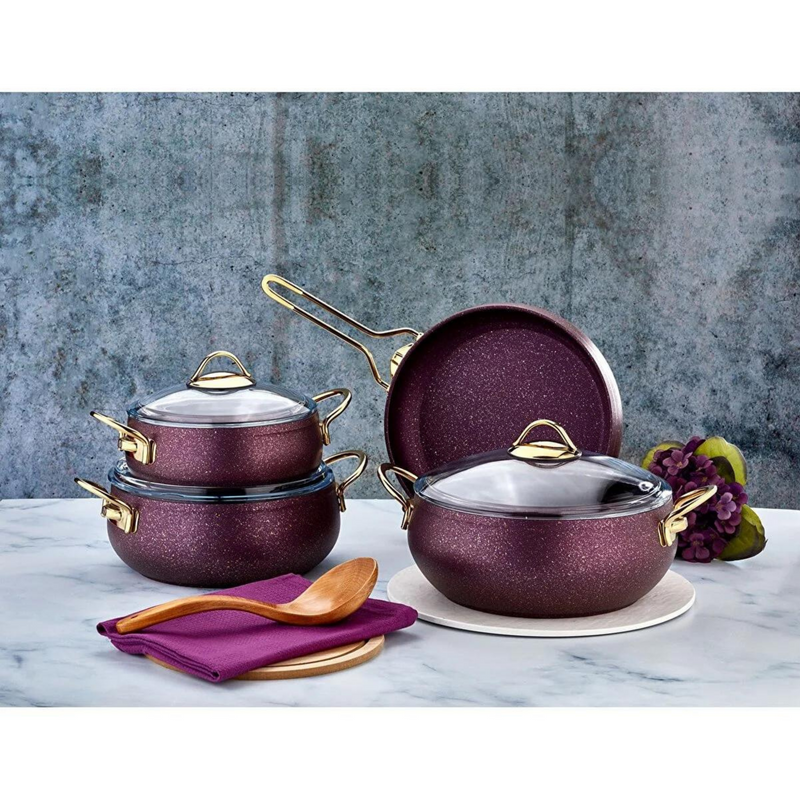 Alya Collection 7-Piece Non-Stick Granite Cookware Set (Purple)