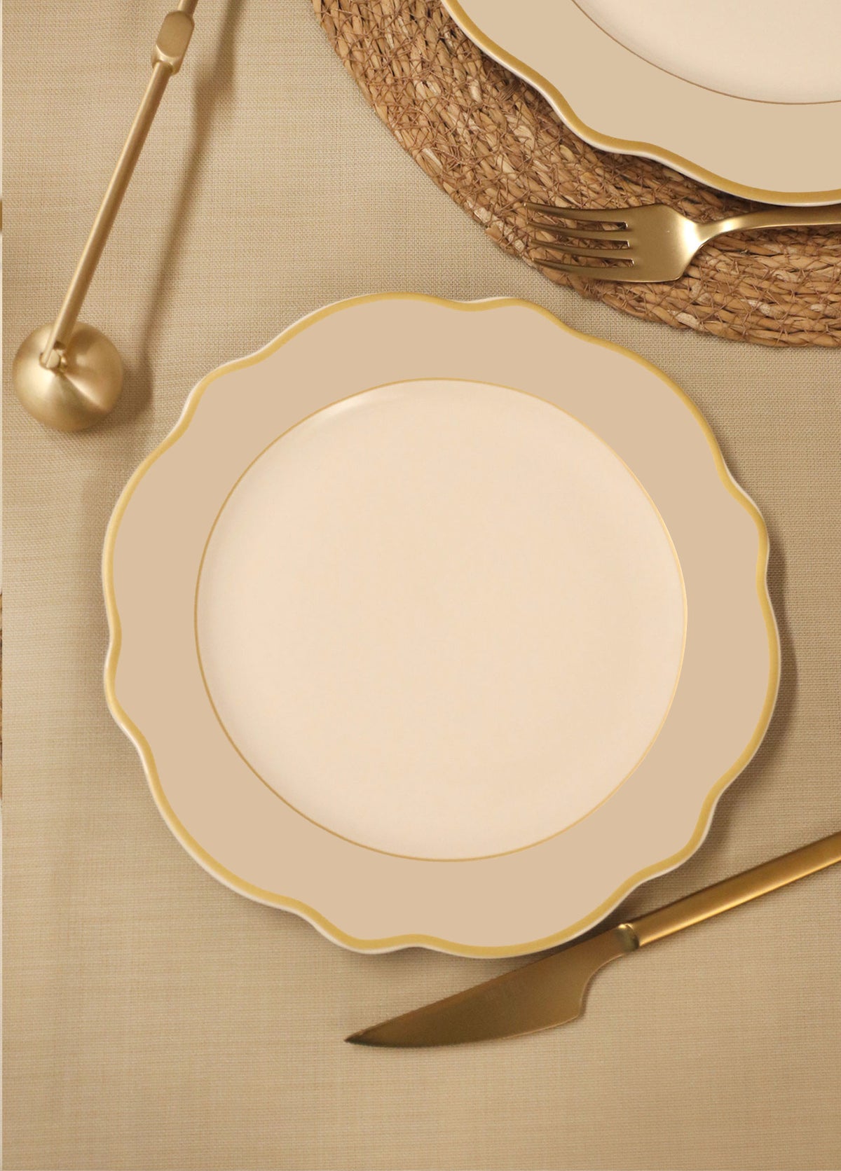 Jaswely Collection Porcelain Side Plates, Set of 6 (Sand Beige)