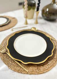 Jaswely Collection Porcelain Side Plates, Set of 6 (Black)