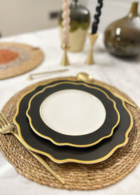 Jaswely Collection Porcelain Dinner Plates, Set of 6 (Black)