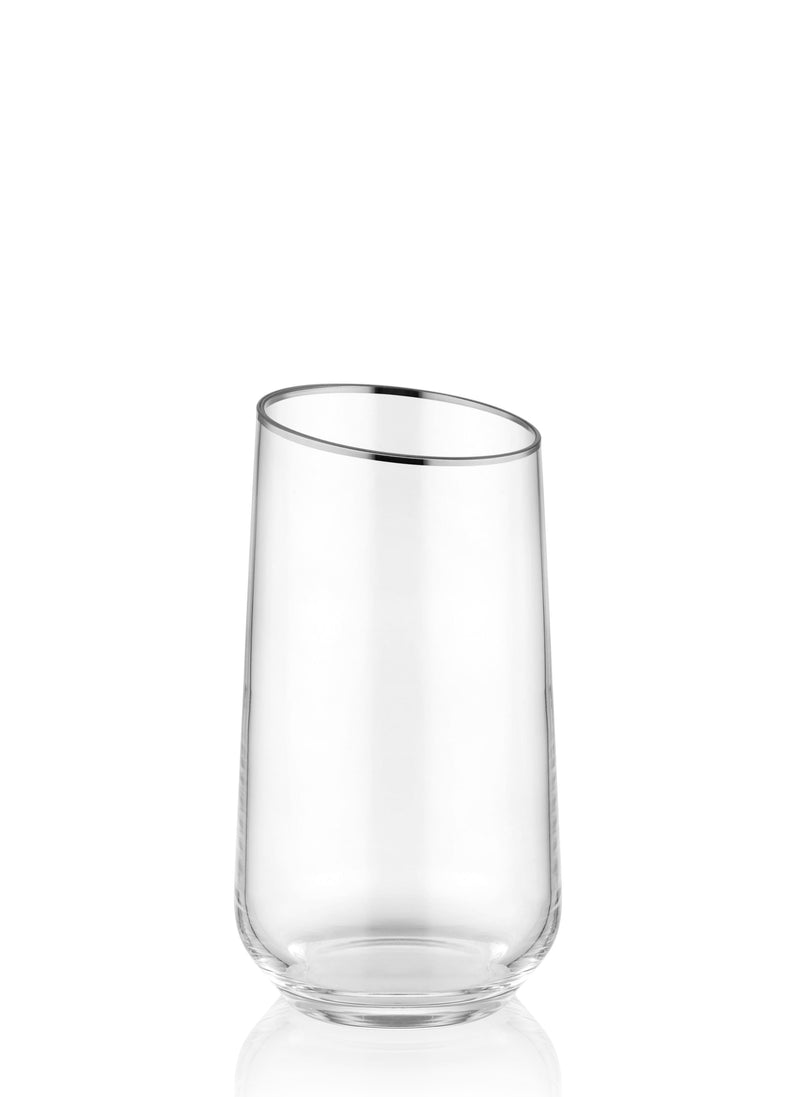 Gina Collection Silver Slanted Highball Glasses (Set of 6)