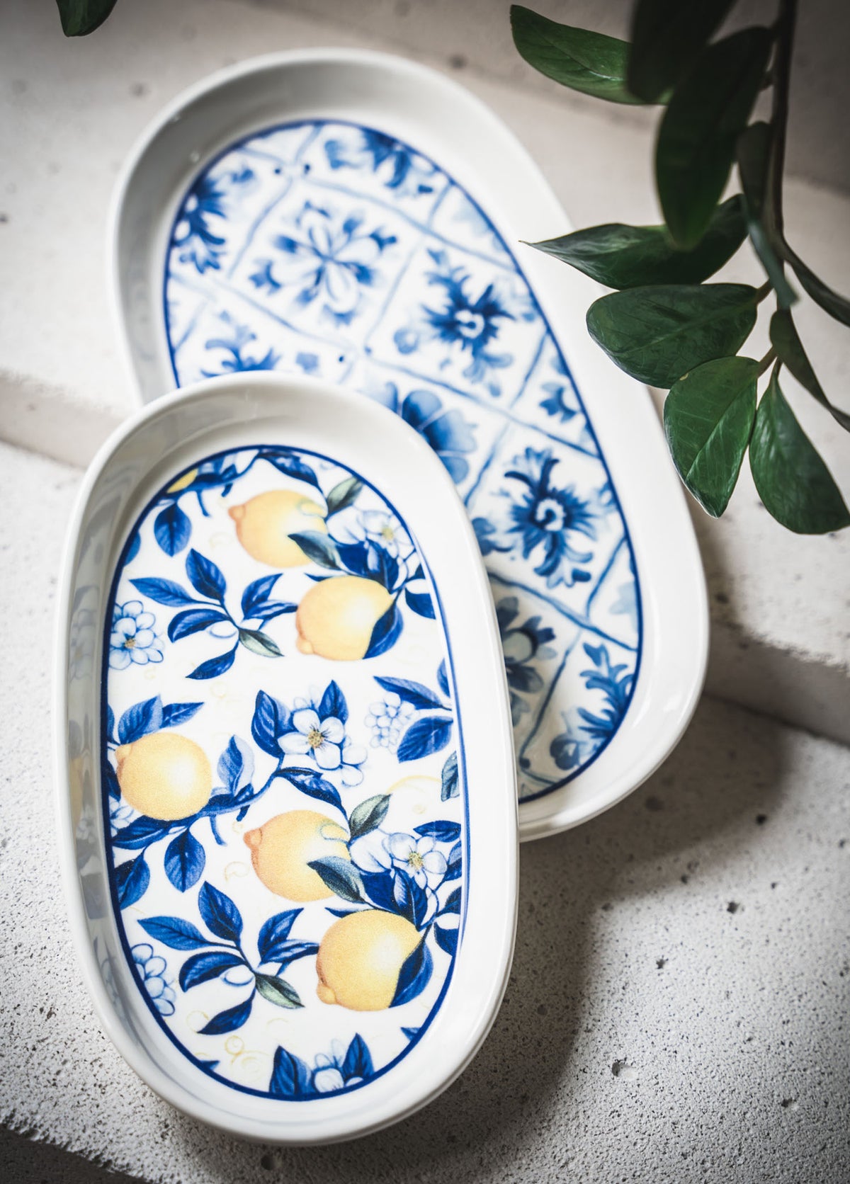 Odore Di Limone Collection Oval Serving Platter, Set of 2 (26 x 14 cm)