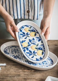 Odore Di Limone Collection Oval Serving Platter, Set of 2 (26 x 14 cm)