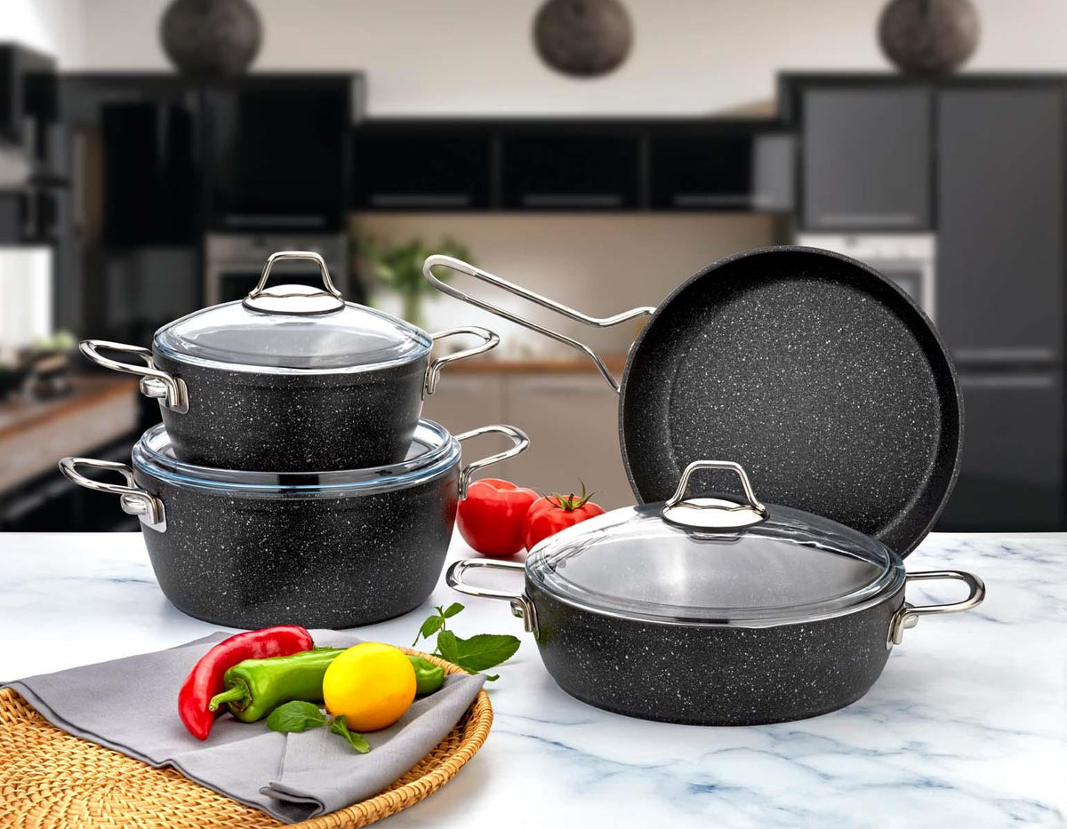 Zumrut Collection 7-Piece Non-Stick Granite Cookware Set