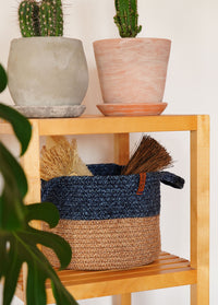 Jute Handwoven Storage Basket (Blue)