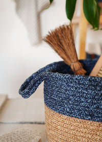 Jute Handwoven Storage Basket (Blue)