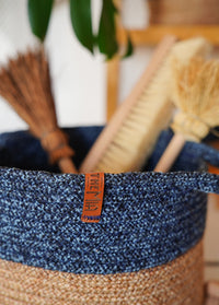 Jute Handwoven Storage Basket (Blue)