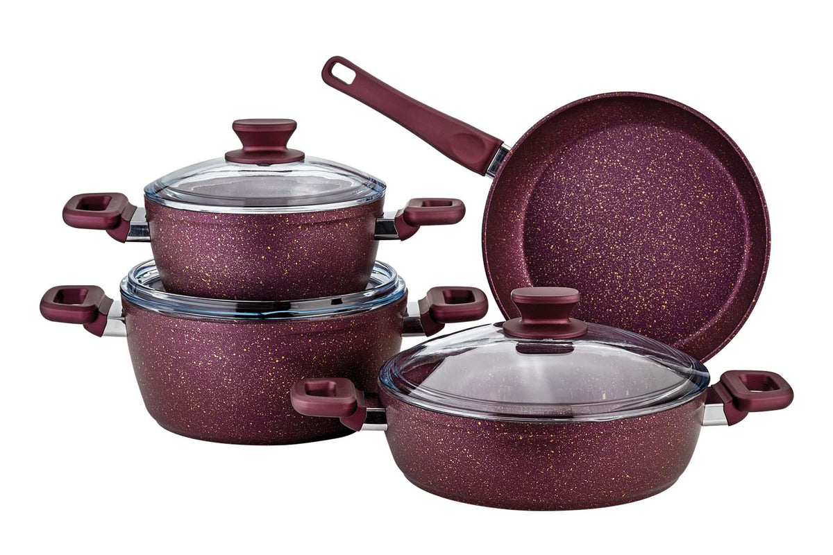 Defne Collection 7-Piece Non-Stick Granite Cookware Set (Purple)