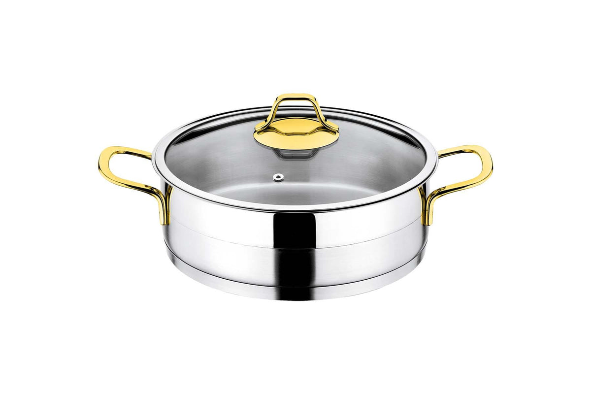 Luna Collection 6-piece Stainless Steel Sauté Pan Set (Gold Handles)