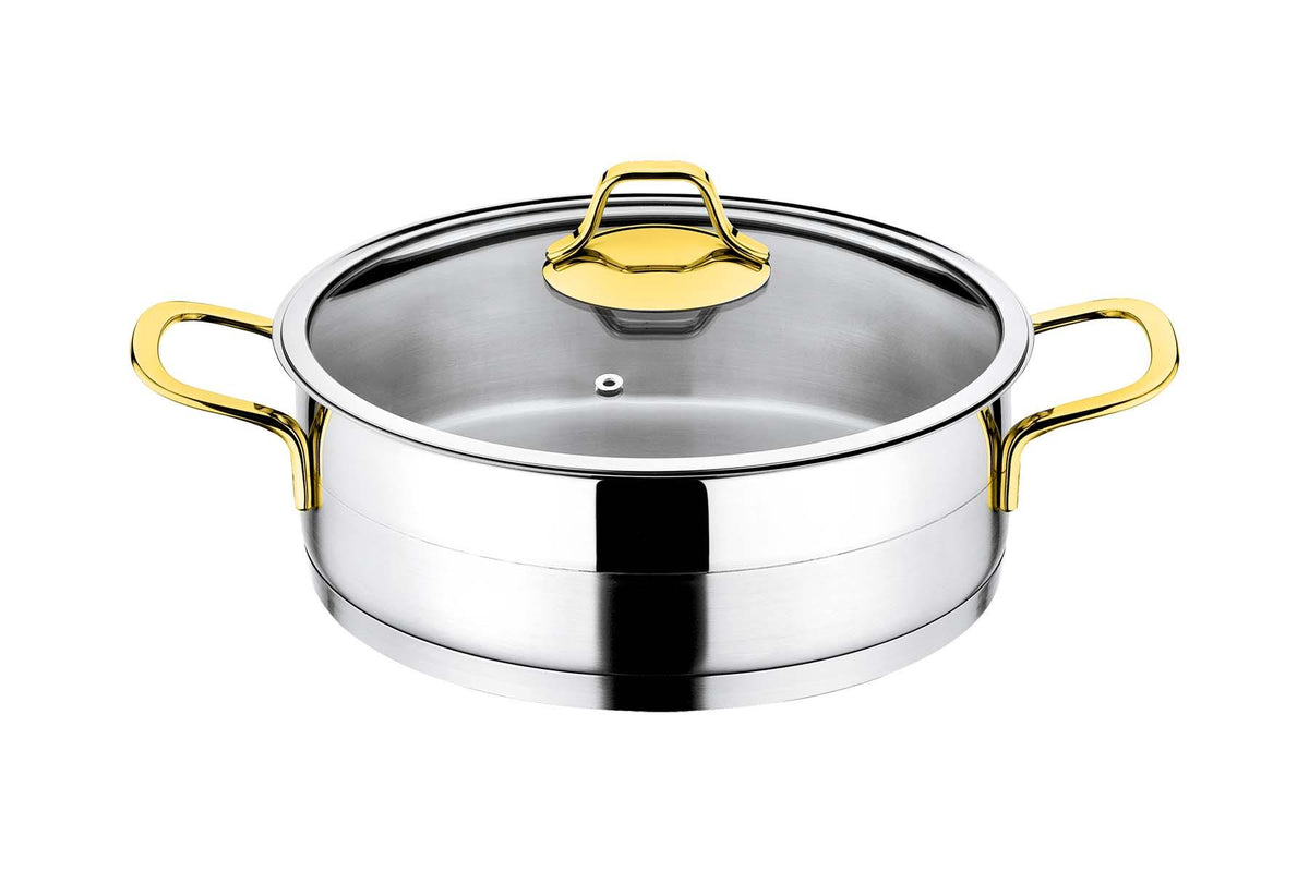 Luna Collection 6-piece Stainless Steel Sauté Pan Set (Gold Handles)