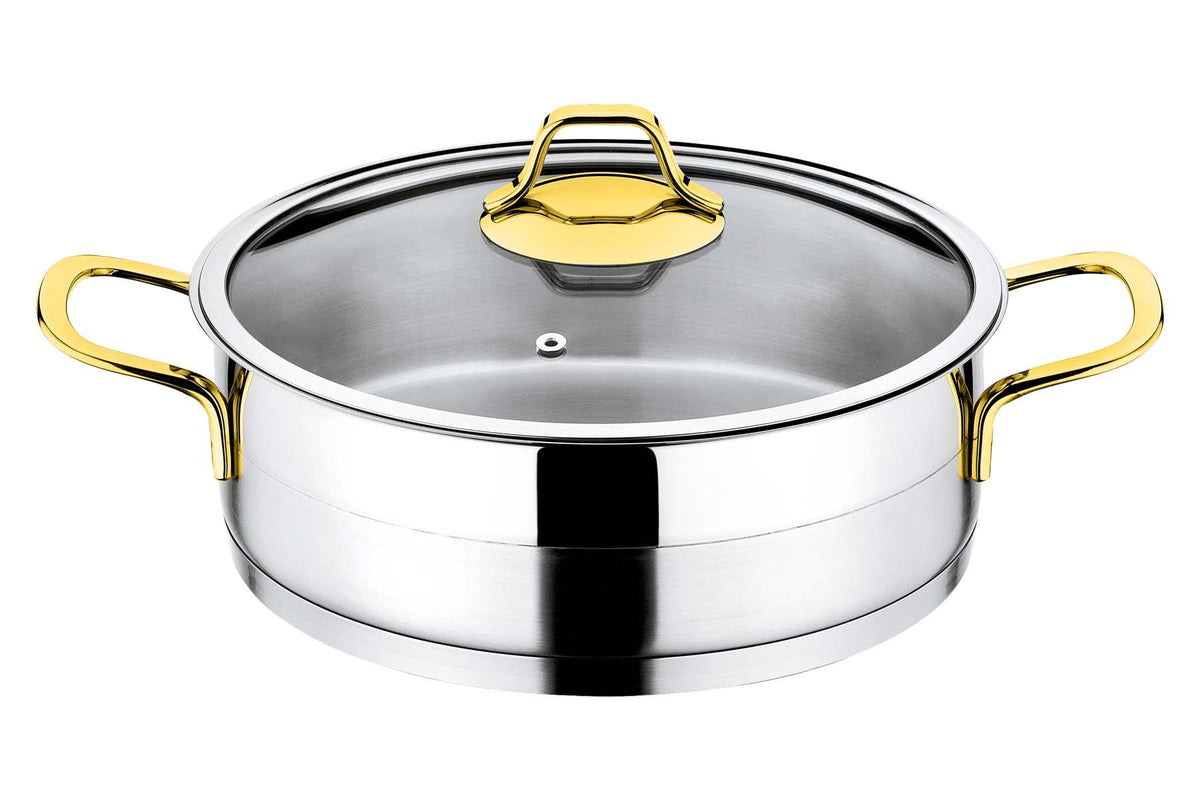 Luna Collection 6-piece Stainless Steel Sauté Pan Set (Gold Handles)