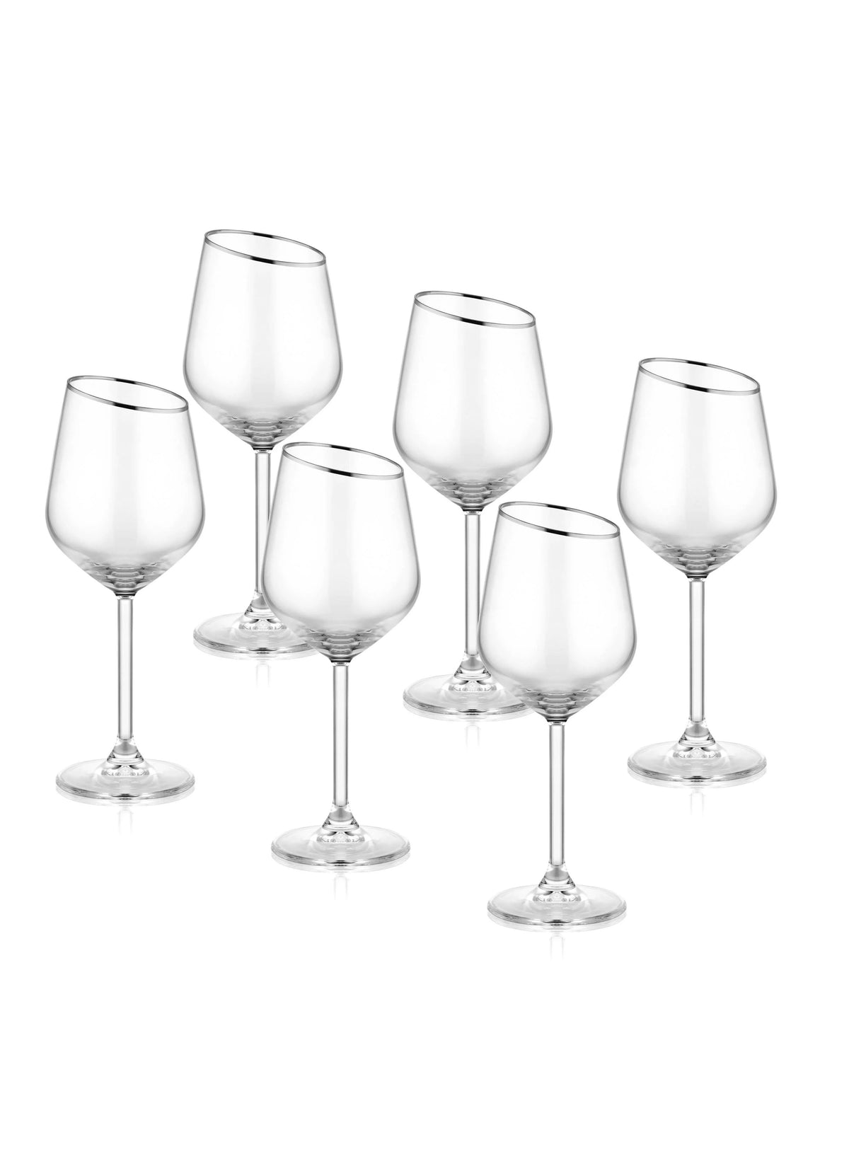 Gina Collection Silver Slanted Wine Glasses (Set of 6)