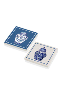 Vase Bleu Blanc Natural Stone Coasters (Set of 2)