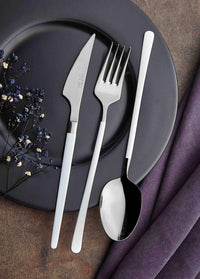 Vina Collection Silver And White Cutlery (Set of 24)