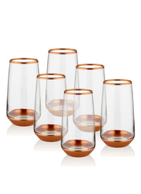 Glam Collection Copper Highball Glasses (Set of 6)