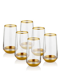 Glam Collection Gold Highball Glasses (Set of 6)