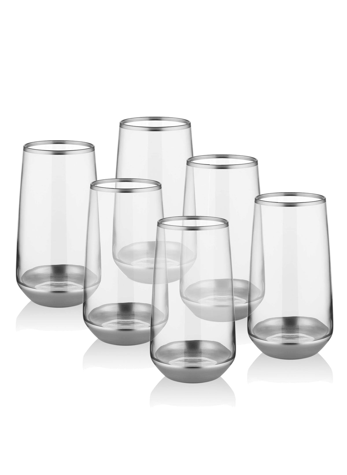 Glam Collection Silver Highball Glasses (Set of 6)