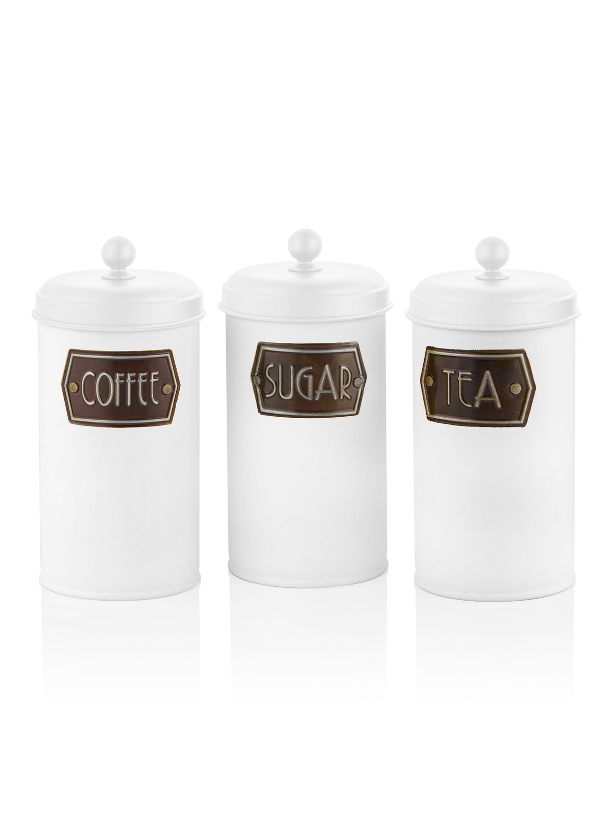 White Coffee, Tea, And Sugar Canister Set - 22 cm (H)