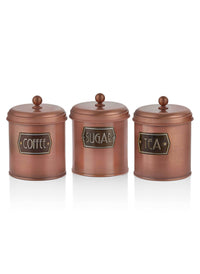 Copper Coffee, Tea, And Sugar Canister Set - 17 cm (H)