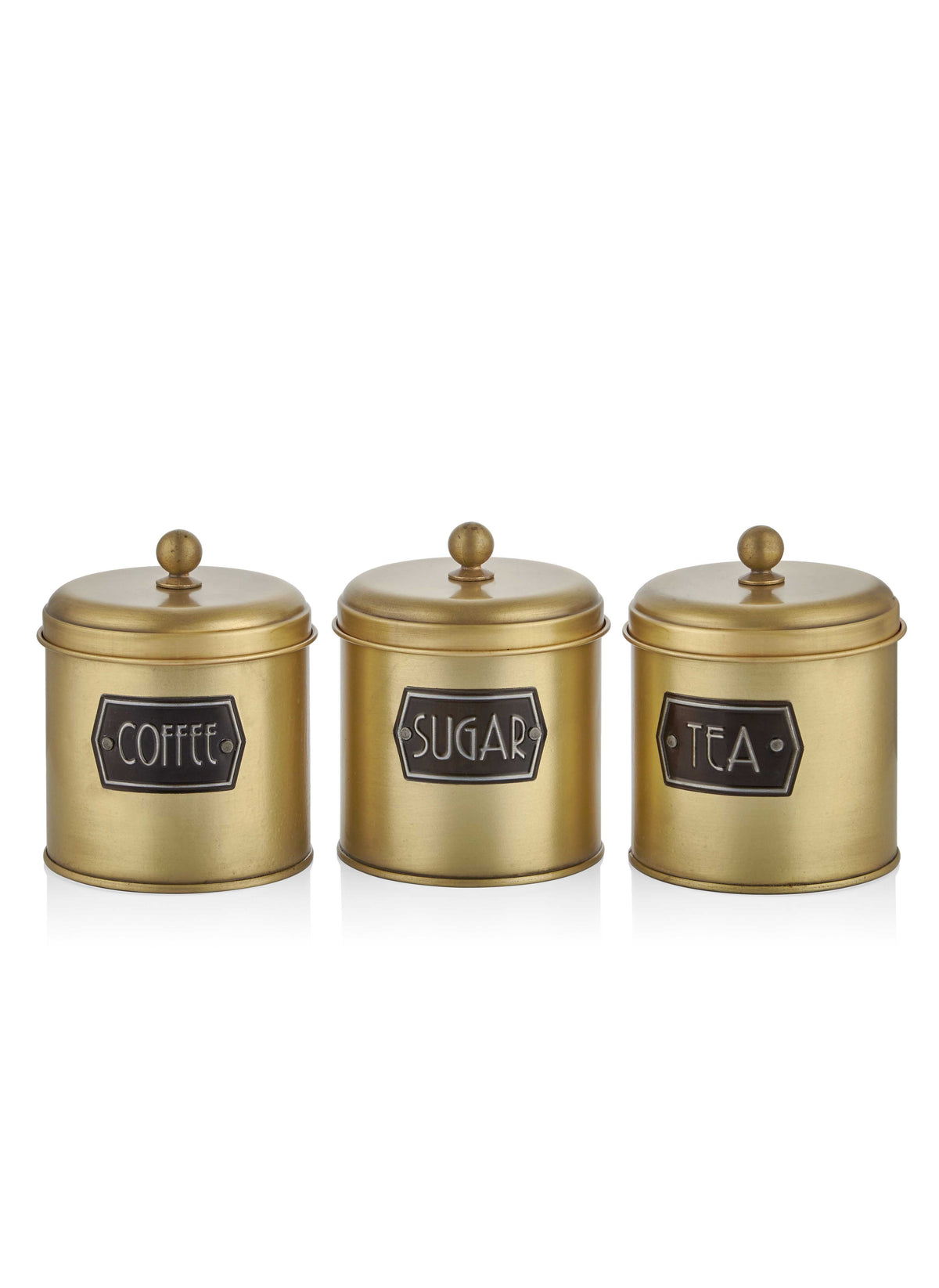 Gold Coffee, Tea, And Sugar Canister Set - 17 cm (H)