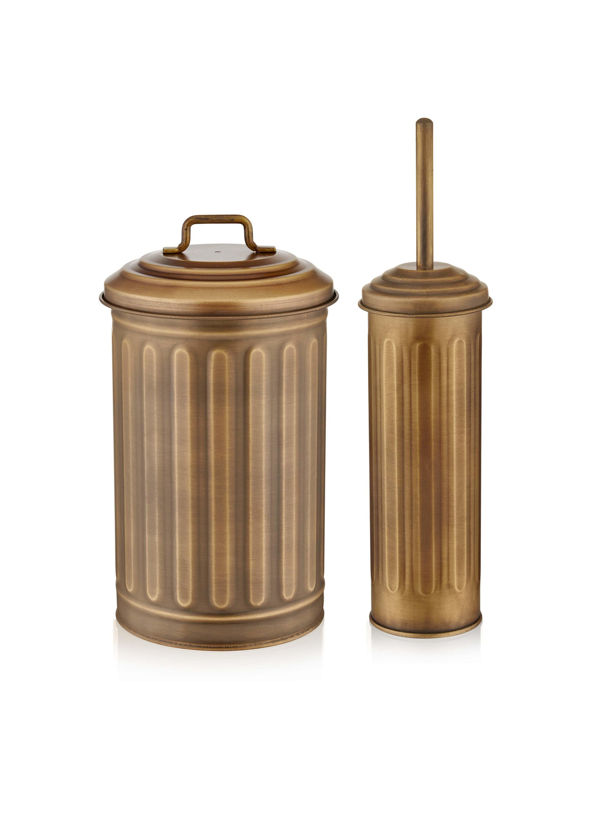 Gold Waste Bin And Toilet Brush Set