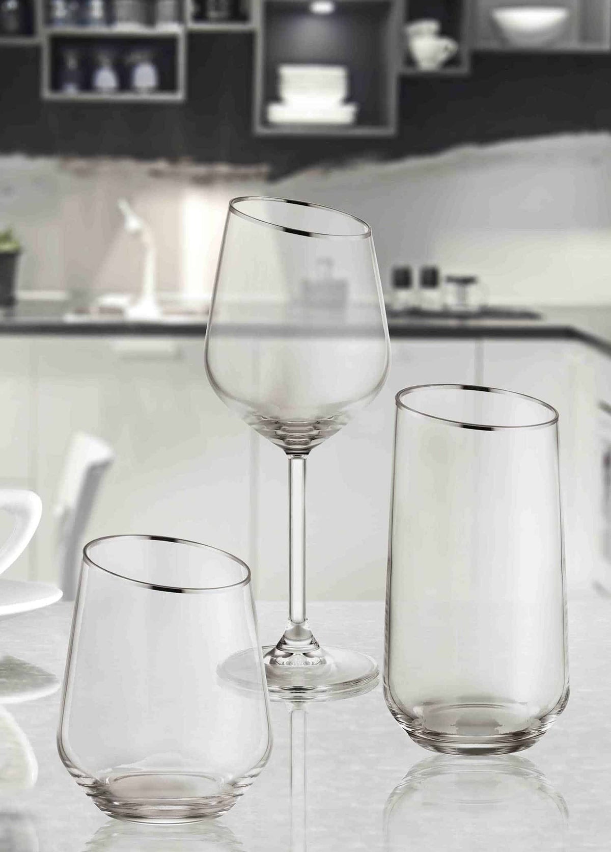 Gina Collection Silver Slanted Tumblers (Set of 6)