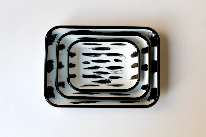 Stripe Collection Enamel Rectangular Serving And Roasting Dish
