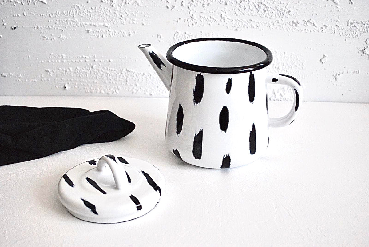 Stripe Collection Enamel Teapot