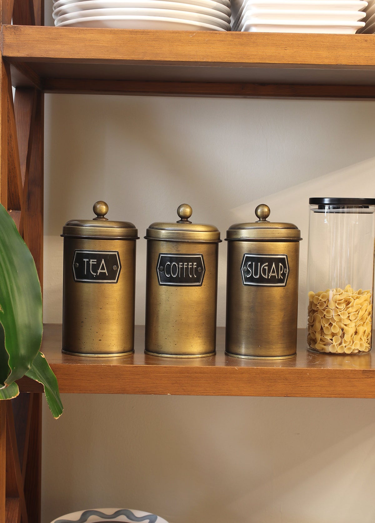 Gold Coffee, Tea, And Sugar Canister Set - 22 cm (H)