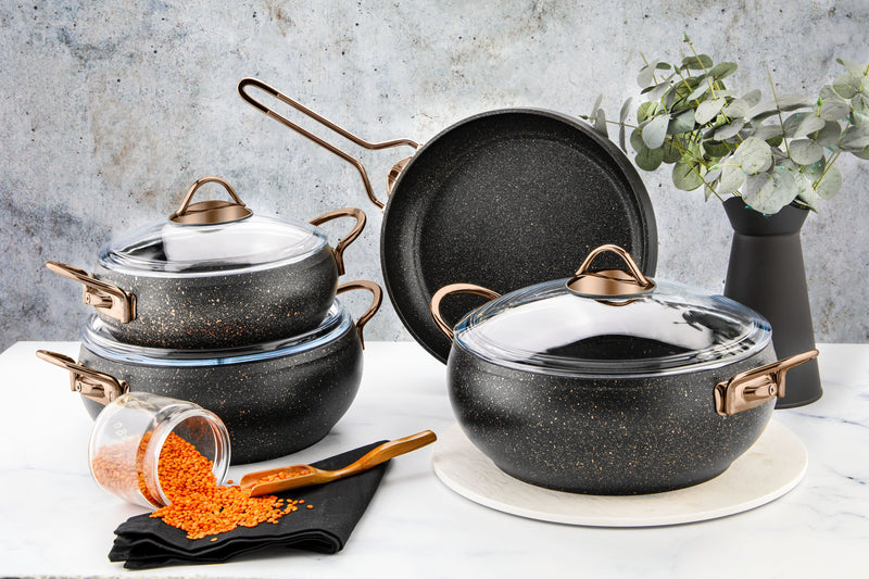 Alya Collection 7-Piece Non-Stick Granite Cookware Set (Black)