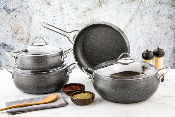 Alya Collection 7-Piece Non-Stick Granite Cookware Set (Grey)