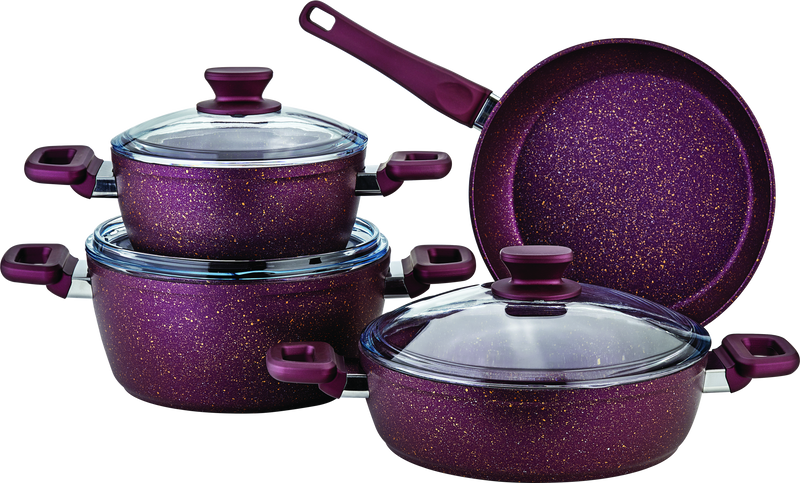 Defne Collection 7-Piece Non-Stick Granite Cookware Set (Purple)