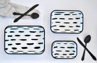 Stripe Collection Enamel 3-Piece Rectangular Serving And Roasting Dish Set