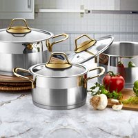 Luna Collection 6-piece Stainless Steel Mini Cookware Set (Gold Handles)