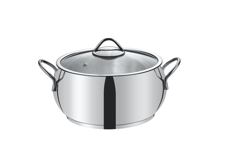 Sevval Collection Stainless Steel Casserole With Glass Lid